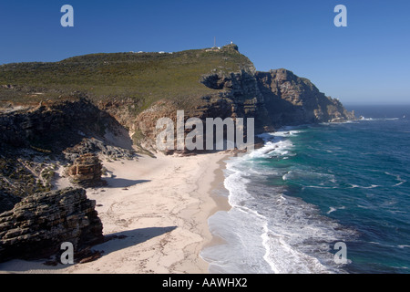 View of Cape Point, Cape Maclear and Diaz Beach in the Cape Point Nature Reserve in South Africa. Stock Photo