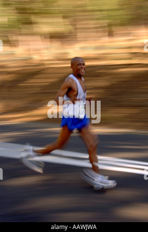 A man running the 2006 Old Mutual Two Oceans marathon in Cape Town, South Africa. Stock Photo