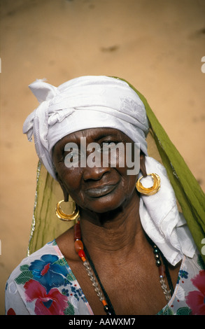 Portrait of Binde Kinteh, descendant of Alex Hailey's forebear Kunta Kinteh, Juffureh, the Gambia Stock Photo