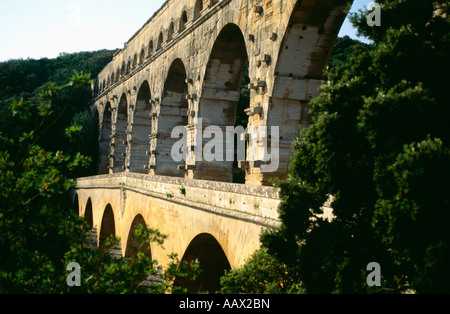 Pont du Gard on Gard River in Nimes France Stock Photo