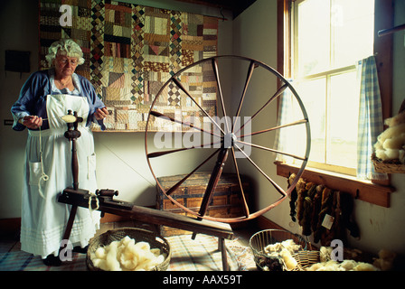 Woman spinning Millbrook Village NJ Stock Photo