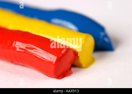 Red yellow and blue oil paint Stock Photo