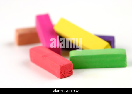 Pile of pastel drawing crayons on a white background Stock Photo
