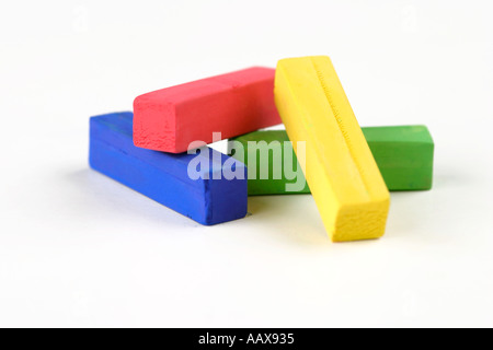 Pile of pastel drawing crayons on a white background Stock Photo