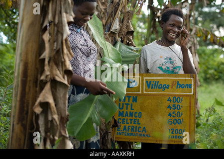 Village phones west of Kampala Uganda Stock Photo