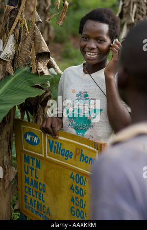 Village phones west of Kampala Uganda Stock Photo