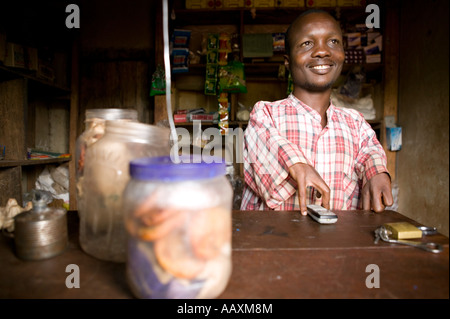 Village phones west of Kampala Uganda Stock Photo