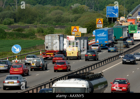 Roadworks, M56, Cheshire England UK Stock Photo