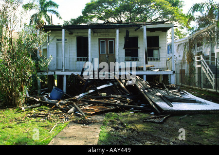 Hurricane damaged House in Belize City Belize Central America Stock Photo