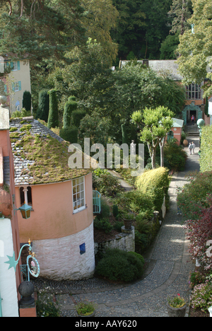 The Round House with Town Hall in Background at Portmeirion Village Wales United Kingdom UK Stock Photo