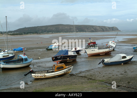 Boats Moored in Bay at Abersoch Wales United Kingdom UK Stock Photo