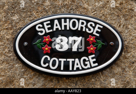 A house name plaque on the coast at Penzance in Cornwall England UK Stock Photo