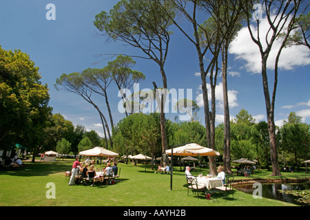 south africa Boschendahl winery founded by hugenots picnic in the wonderful garden under trees Stock Photo