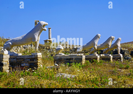 The Lions of Delos Cyclades islands Stock Photo - Alamy