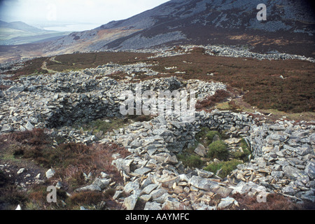 Trer Ceiri Iron age hill fort on The Rivals Yr Eifl mountains Lleyn or Lllyn Peninsula Gwynedd North Wales JMH0751 Stock Photo