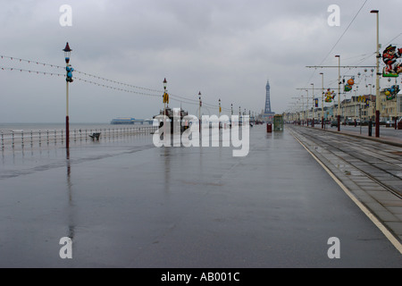 Blackpool Promenade in the Rain Stock Photo - Alamy