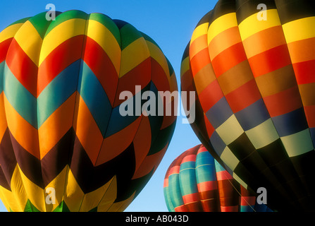 Hot air balloons being prepared for flight Stock Photo