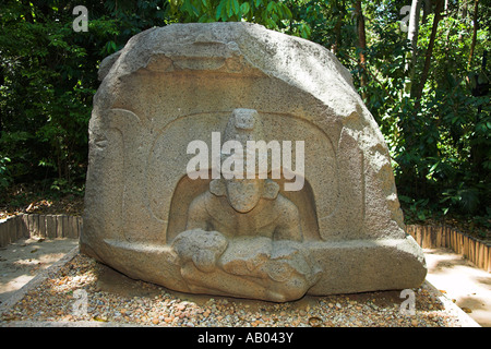 Altar of the Children, Olmec Archaeological Museum, Parque La Venta, Villahermosa, Tabasco State, Mexico Stock Photo