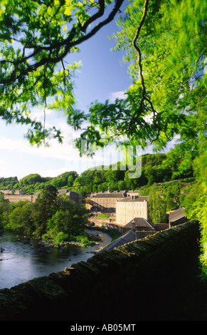 New Lanark UNESCO World Heritage Site by River Clyde Lanarkshire Scotland UK Stock Photo