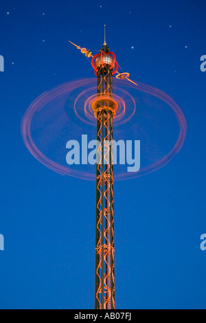 The Star Flyer in Tivoli Copenhagen by night Stock Photo