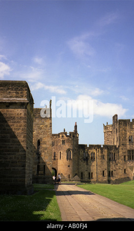 Shot in courtyard of Alnwick castle used in the Harry Potter films. Stock Photo