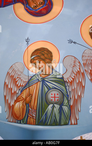 Paintings of saints on a Well close to Holy Mount Hill of Grabarka Stock Photo