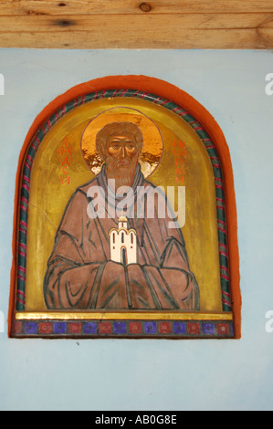 Paintings of saints on a Well close to Holy Mount Hill of Grabarka Stock Photo