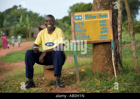 Village phones west of Kampala Uganda Stock Photo