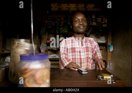 Village phones west of Kampala Uganda Stock Photo