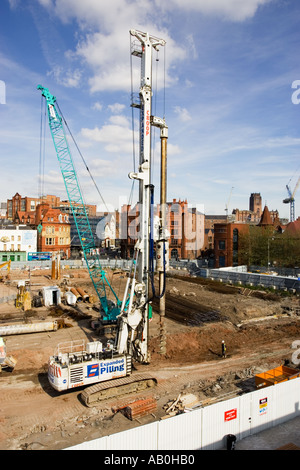 Pile driver on a construction site, UK Stock Photo