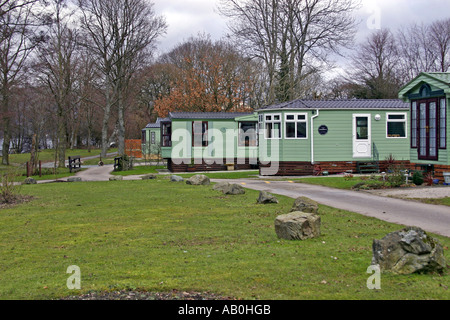 Large site holiday caravans in a park at Bowness in the English Lake District. Stock Photo