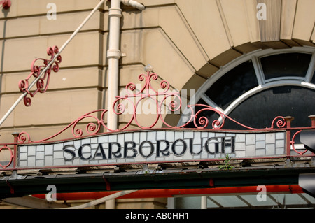 Scarborough sign Manchester Victoria railway station Stock Photo