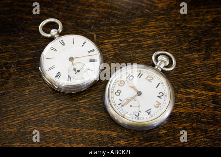 Antique World War 2 British army officers pocket watches uk Stock Photo