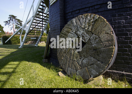 Old grinding stone at the Lowfield Heath Windmill Charlwood Surrey England UK Stock Photo