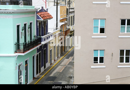 The old town buildings of San Juan Peurto Rico Stock Photo