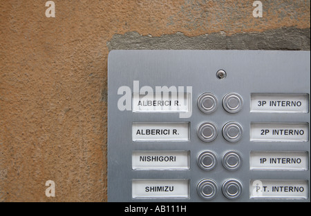 Door Buzzer doorbell  in a complex Stock Photo