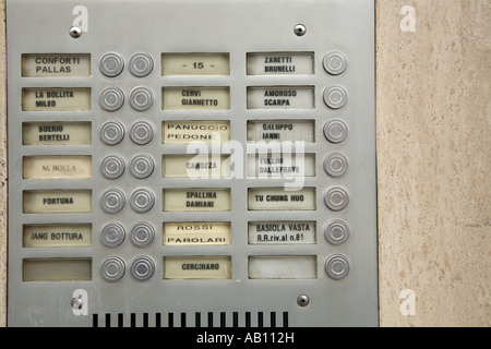 Door Buzzer doorbell  in a complex Stock Photo