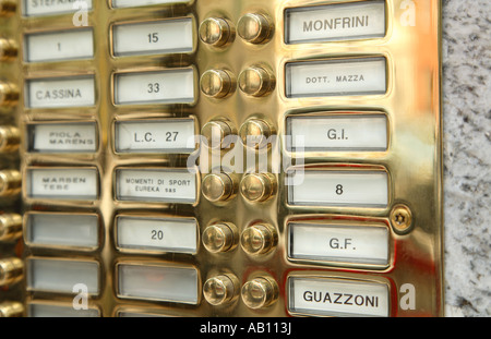 Door Buzzer doorbell  in a complex Stock Photo