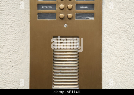 Door Buzzer doorbell  in a complex Stock Photo