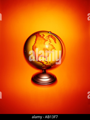 north America globe on orange background Stock Photo
