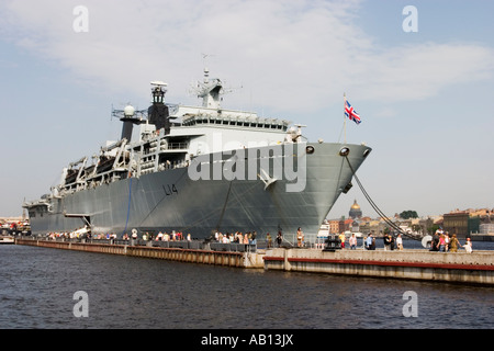 British naval ship Albion arrives in St . Petersburg Stock Photo