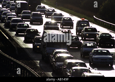 A traffic jam on the M42 motorway at Solihull West Midlands UK Stock Photo