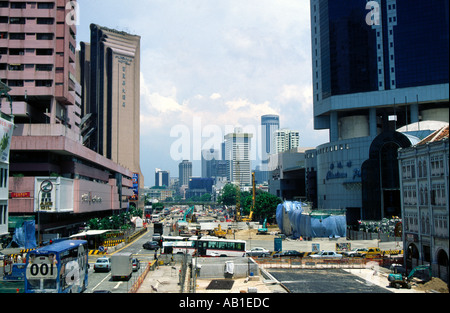 Construction work offices and traffic in Singapore Stock Photo