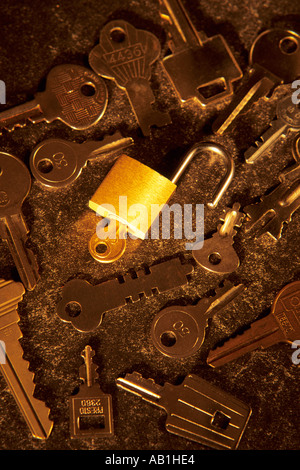 Keys and lock concept image for solving problems Stock Photo