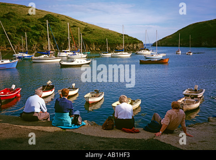 Wales Pembrokeshire Solva boats in the sound Stock Photo
