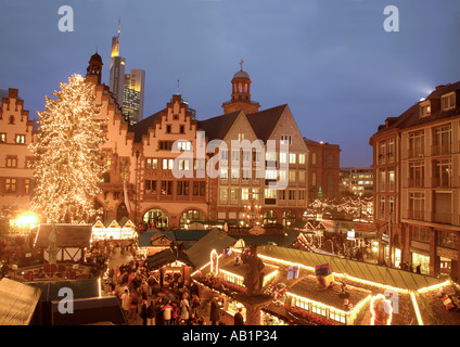 Germany Hesse Hessen Frankfurt am Main Romerberg Christmas Markets Weihnachtsmarkt Stock Photo