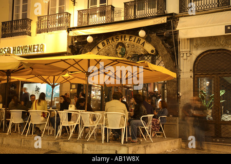 Café A Brasileira, Rua Garrett Street, Barrio Alto, Lisbon, Portugal Stock Photo
