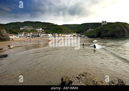 Llangrannog village Cardigan Bay Ceredigion west wales, summer evening, UK Stock Photo