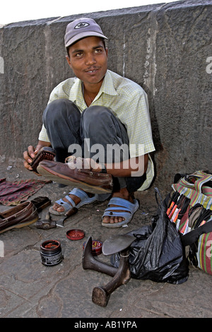 Shoe repair man Bombay Stock Photo