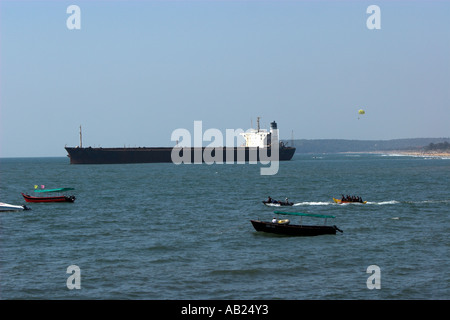 Oil tanker MV River Princess which ran aground was a feature off Sinquerim and Candolim beaches Goa India Stock Photo